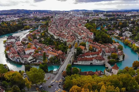 Vue aérienne de la ville de Berne